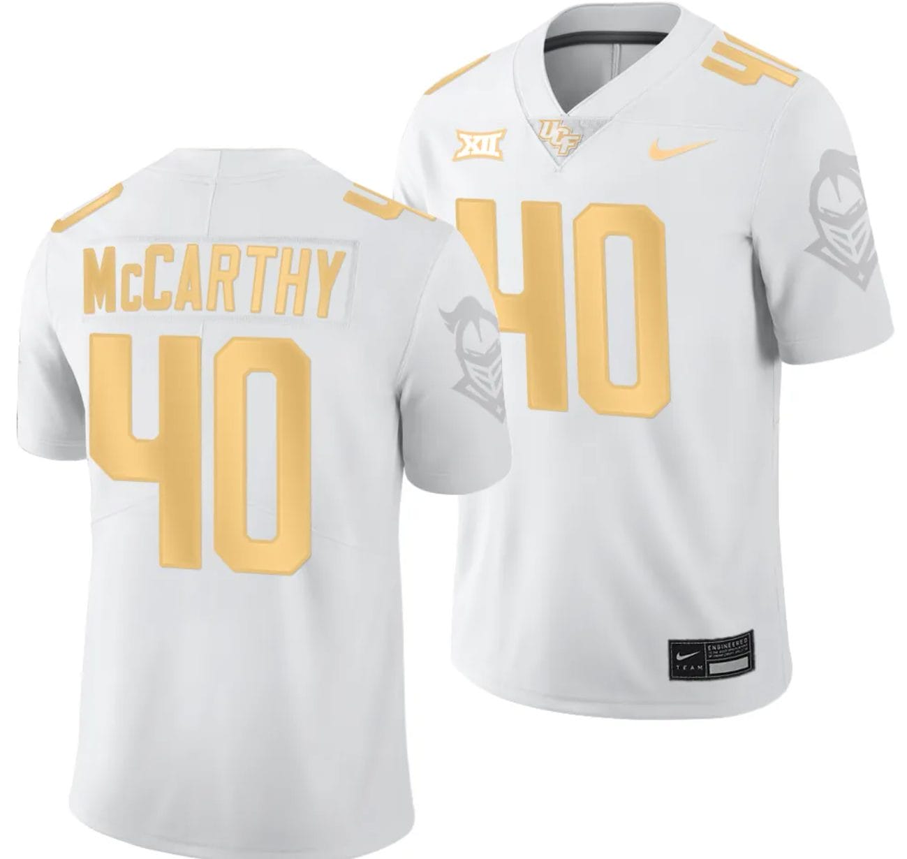 Mitch McCarthy Jersey #40 UCF Knights Light Mode College Football White Golden 1 Mitch McCarthy Jersey #40 UCF Knights Light Mode College Football White Golden
