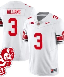Miyan Williams Jersey #3 Ohio State Buckeyes Football 2023 Stitched Brutus Buckeye Patch White