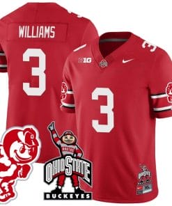 Miyan Williams Jersey #3 Ohio State Buckeyes Football Stitched Brutus Buckeye Patch Scarlet