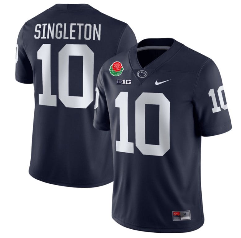 Nicholas Singleton Jersey #10 Penn State Nittany Lions Rose Patch College Football All Stitched Navy 1 Nicholas Singleton Jersey #10 Penn State Nittany Lions Rose Patch College Football All Stitched Navy
