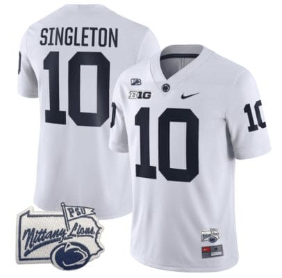 Nicholas Singleton Jersey #10 Penn State Nittany Lions PSU Patch College Football All Stitched White 8 Nicholas Singleton Jersey #10 Penn State Nittany Lions PSU Patch College Football All Stitched White