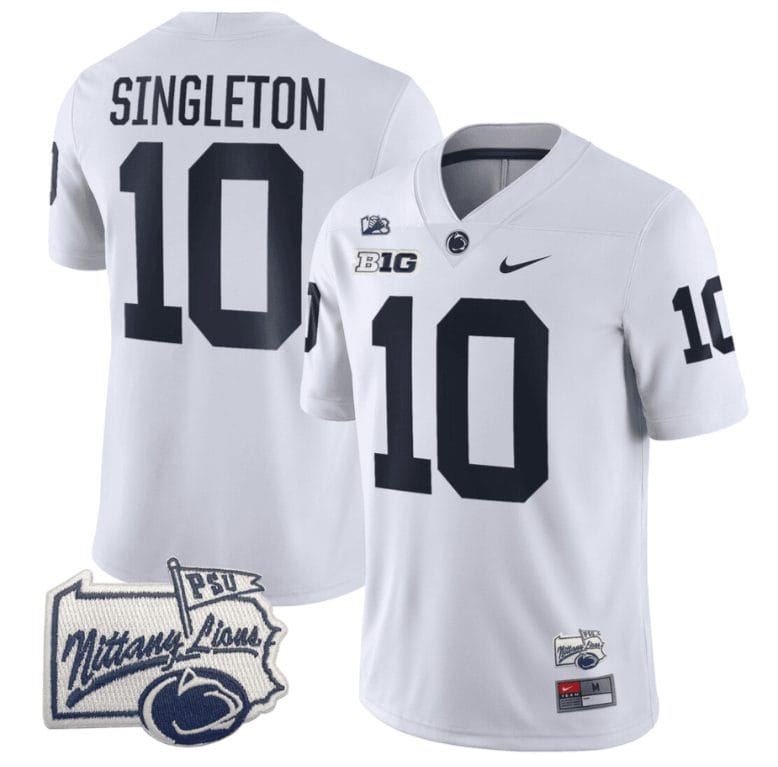 Nicholas Singleton Jersey #10 Penn State Nittany Lions PSU Patch College Football All Stitched White 1 Nicholas Singleton Jersey #10 Penn State Nittany Lions PSU Patch College Football All Stitched White