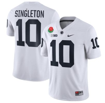 Nicholas Singleton Jersey #10 Penn State Nittany Lions Rose Patch College Football All Stitched White 8 Nicholas Singleton Jersey #10 Penn State Nittany Lions Rose Patch College Football All Stitched White