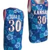 Ochai Agbaji Jersey #30 Kansas Jayhawks Bill Self Game College Basketball Blue Maui Strong