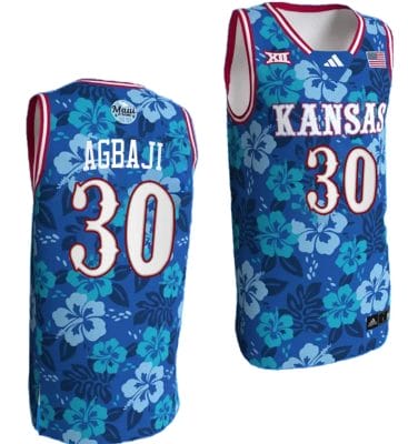 Ochai Agbaji Jersey #30 Kansas Jayhawks Bill Self Game College Basketball Blue Maui Strong 8 Ochai Agbaji Jersey #30 Kansas Jayhawks Bill Self Game College Basketball Blue Maui Strong