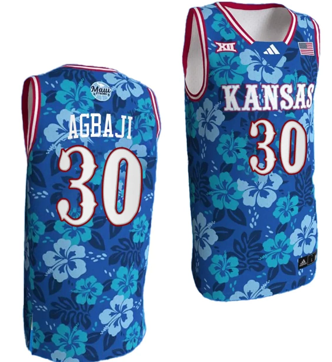 Ochai Agbaji Jersey #30 Kansas Jayhawks Bill Self Game College Basketball Blue Maui Strong 1 Ochai Agbaji Jersey #30 Kansas Jayhawks Bill Self Game College Basketball Blue Maui Strong