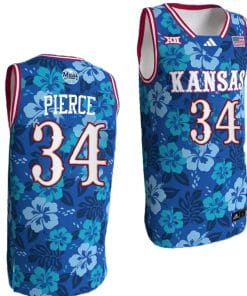Paul Pierce Jersey #34 Kansas Jayhawks Bill Self Game College Basketball Blue Maui Strong