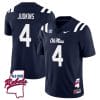 Quinshon Judkins Jersey #4 Ole Miss Rebels Football Ole Map All Stitched Navy