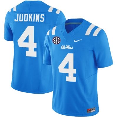Quinshon Judkins Jersey #4 Ole Miss Rebels Football Vapor Limited All Stitched Powder Blue