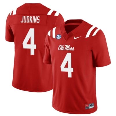 Quinshon Judkins Jersey #4 Ole Miss Rebels Football All Stitched Red