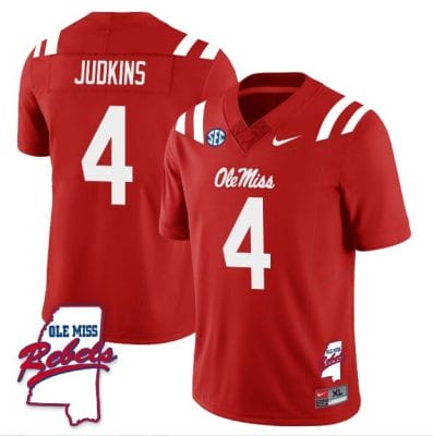 Quinshon Judkins Jersey #4 Ole Miss Rebels Football Ole Map All Stitched Red