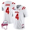 Quinshon Judkins Jersey #4 Ole Miss Rebels Football Ole Map All Stitched White