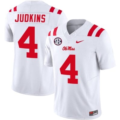Quinshon Judkins Jersey #4 Ole Miss Rebels Football Vapor Limited All Stitched White 10 Quinshon Judkins Jersey #4 Ole Miss Rebels Football Vapor Limited All Stitched White