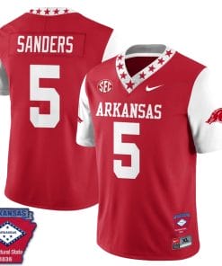 Raheim Sanders Jersey #5 Arkansas Razorback Football Arkansas Patch White Sleeves