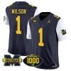 Roman Wilson Jersey #1 Michigan Wolverines 1000 Wins Patch Vapor Limited Football White Sleeves