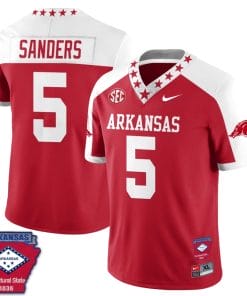 Raheim Sanders Jersey #5 Arkansas Razorback Football Arkansas Patch Red Alternate