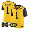 Roman Wilson Jersey #1 Michigan Wolverines 1000 Wins Patch Vapor College Football Navy Sleeves