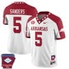 Raheim Sanders Jersey #5 Arkansas Razorback Football Arkansas Patch White Alternate