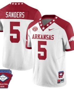 Raheim Sanders Jersey #5 Arkansas Razorback Football Arkansas Patch White Alternate