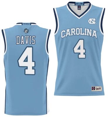 RJ Davis Jersey #4 UNC Tar Heels College NIL Basketball Lightweight Blue