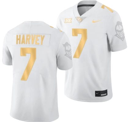 RJ Harvey Jersey #7 UCF Knights Light Mode College Football White Golden