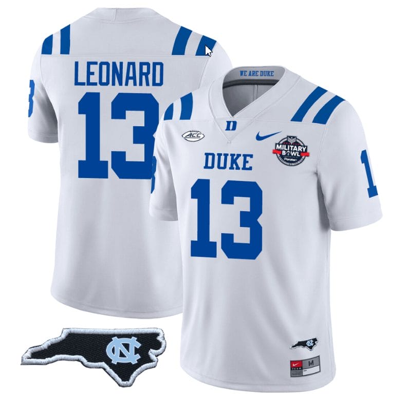 Riley Leonard Jersey #13 Duke Blue Devils Football Limited White - NC State 1 Riley Leonard Jersey #13 Duke Blue Devils Football Limited White - NC State