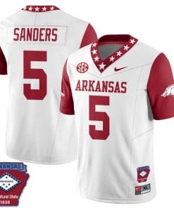 Raheim Sanders Jersey #5 Arkansas Razorback Football Arkansas Patch Red Sleeves