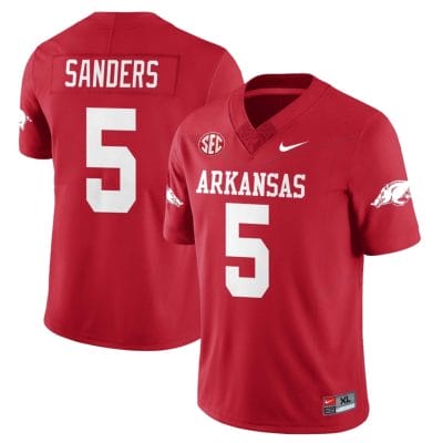 Raheim Sanders Jersey #5 Arkansas Razorback Football All Stitched Red