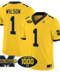 Roman Wilson Jersey #1 Michigan Wolverines 1000 Wins Patch Vapor Limited Football Maize
