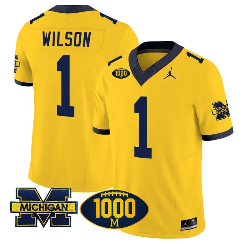 Roman Wilson Jersey #1 Michigan Wolverines 1000 Wins Patch Vapor Limited Football Maize 1 Roman Wilson Jersey #1 Michigan Wolverines 1000 Wins Patch Vapor Limited Football Maize