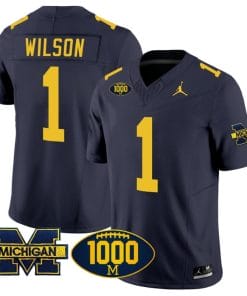 Roman Wilson Jersey #1 Michigan Wolverines 1000 Wins Patch Vapor Limited Football Navy