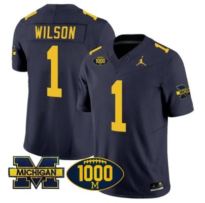 Roman Wilson Jersey #1 Michigan Wolverines 1000 Wins Patch Vapor Limited Football Navy