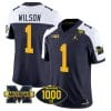 Roman Wilson Jersey #1 Michigan Wolverines 1000 Wins Patch Vapor College Football Navy Alternate