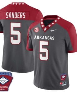 Raheim Sanders Jersey #5 Arkansas Razorback Football Arkansas State Patch Red Alternate