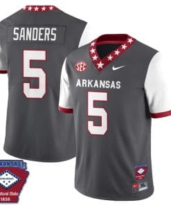 Raheim Sanders Jersey #5 Arkansas Razorback Football Arkansas State Patch White Sleeves