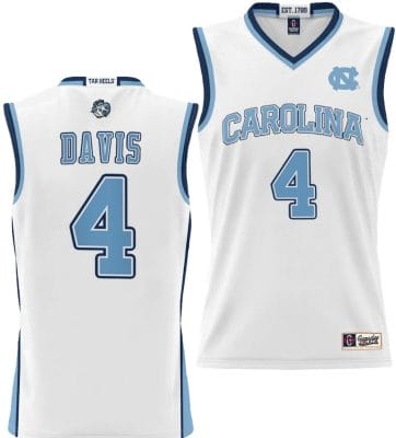 RJ Davis Jersey #4 UNC Tar Heels College NIL Basketball Lightweight White