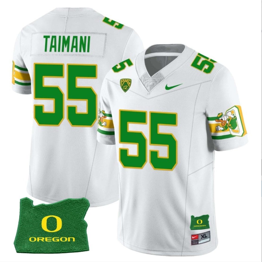 Sam Taimani Jersey #55 Oregon Ducks ‘Mighty Oregon’ Throwback Football Uniforms Oregon State Patch White 1 Sam Taimani Jersey #55 Oregon Ducks ‘Mighty Oregon’ Throwback Football Uniforms Oregon State Patch White