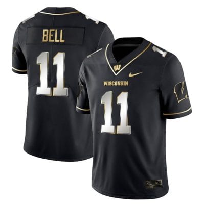 Skyler Bell Jersey #11 Wisconsin Badgers Gold Vapor College Football Black Limited 8 Skyler Bell Jersey #11 Wisconsin Badgers Gold Vapor College Football Black Limited