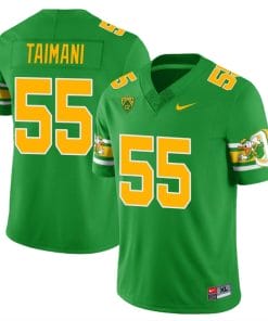 Sam Taimani Jersey #55 Oregon Ducks ‘Mighty Oregon’ Throwback Football Uniforms Green
