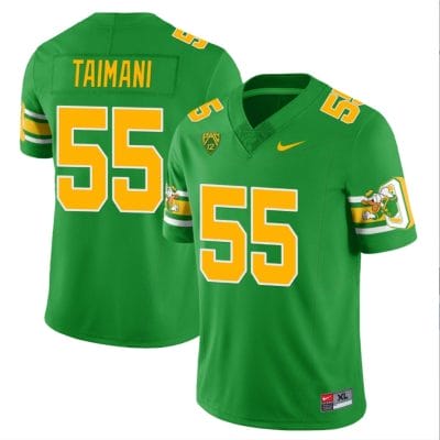 Sam Taimani Jersey #55 Oregon Ducks ‘Mighty Oregon’ Throwback Football Uniforms Green 10 Sam Taimani Jersey #55 Oregon Ducks ‘Mighty Oregon’ Throwback Football Uniforms Green