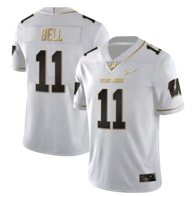 Skyler Bell Jersey #11 Wisconsin Badgers Gold Vapor College Football White Gold 8 Skyler Bell Jersey #11 Wisconsin Badgers Gold Vapor College Football White Gold