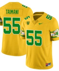 Sam Taimani Jersey #55 Oregon Ducks ‘Mighty Oregon’ Throwback Football Uniforms Yellow