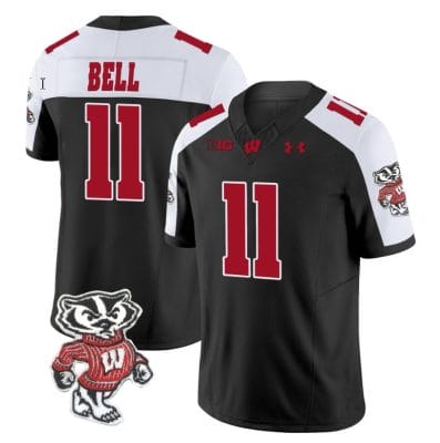 Skyler Bell Jersey #11 Wisconsin Badgers Vapor Limited College Football Black Alternate 8 Skyler Bell Jersey #11 Wisconsin Badgers Vapor Limited College Football Black Alternate