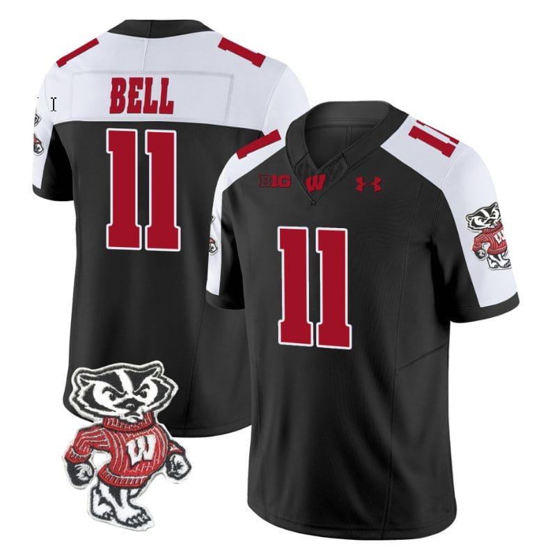 Skyler Bell Jersey #11 Wisconsin Badgers Vapor Limited College Football Black Alternate 1 Skyler Bell Jersey #11 Wisconsin Badgers Vapor Limited College Football Black Alternate