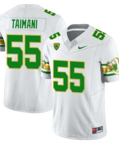 Sam Taimani Jersey #55 Oregon Ducks ‘Mighty Oregon’ Throwback Football Uniforms White