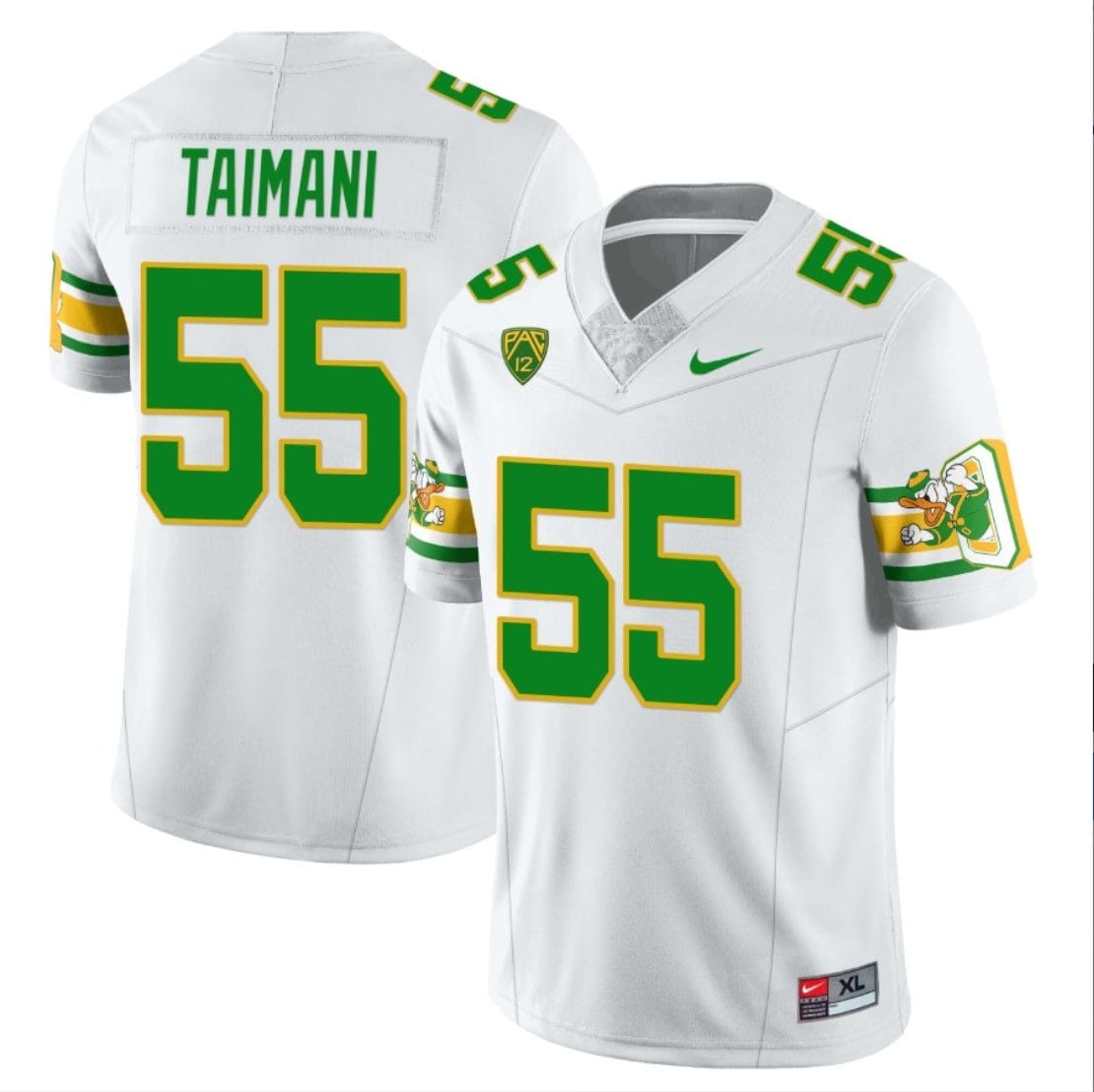 Sam Taimani Jersey #55 Oregon Ducks ‘Mighty Oregon’ Throwback Football Uniforms White 1 Sam Taimani Jersey #55 Oregon Ducks ‘Mighty Oregon’ Throwback Football Uniforms White
