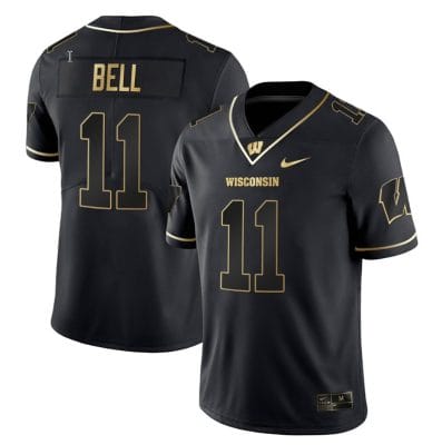 Skyler Bell Jersey #11 Wisconsin Badgers Gold Vapor College Football Black Gold 8 Skyler Bell Jersey #11 Wisconsin Badgers Gold Vapor College Football Black Gold