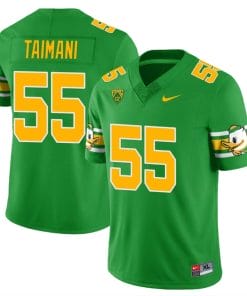 Sam Taimani Jersey #55 Oregon Ducks ‘Mighty Oregon’ Throwback College Football Uniforms Green