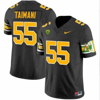 Sam Taimani Jersey #55 Oregon Ducks ‘Mighty Oregon’ 1984 Throwback Football Uniforms Black
