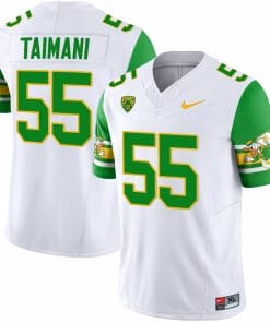 Sam Taimani Jersey #55 Oregon Ducks ‘Mighty Oregon’ 1984 Throwback Football Uniforms Green Sleeves
